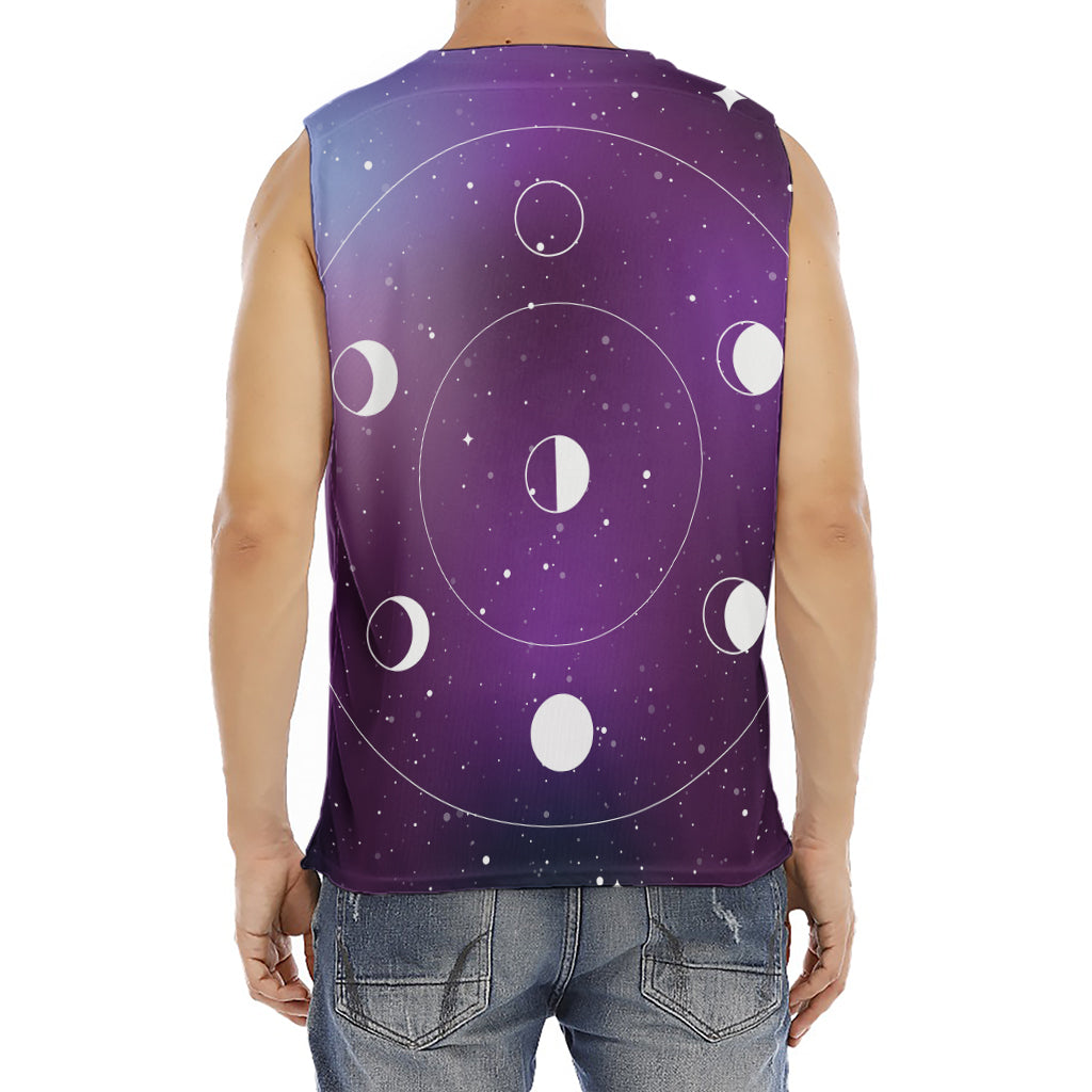 Galaxy Moon Phase Print Men's Fitness Tank Top