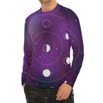 Galaxy Moon Phase Print Men's Long Sleeve Rash Guard