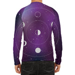 Galaxy Moon Phase Print Men's Long Sleeve Rash Guard