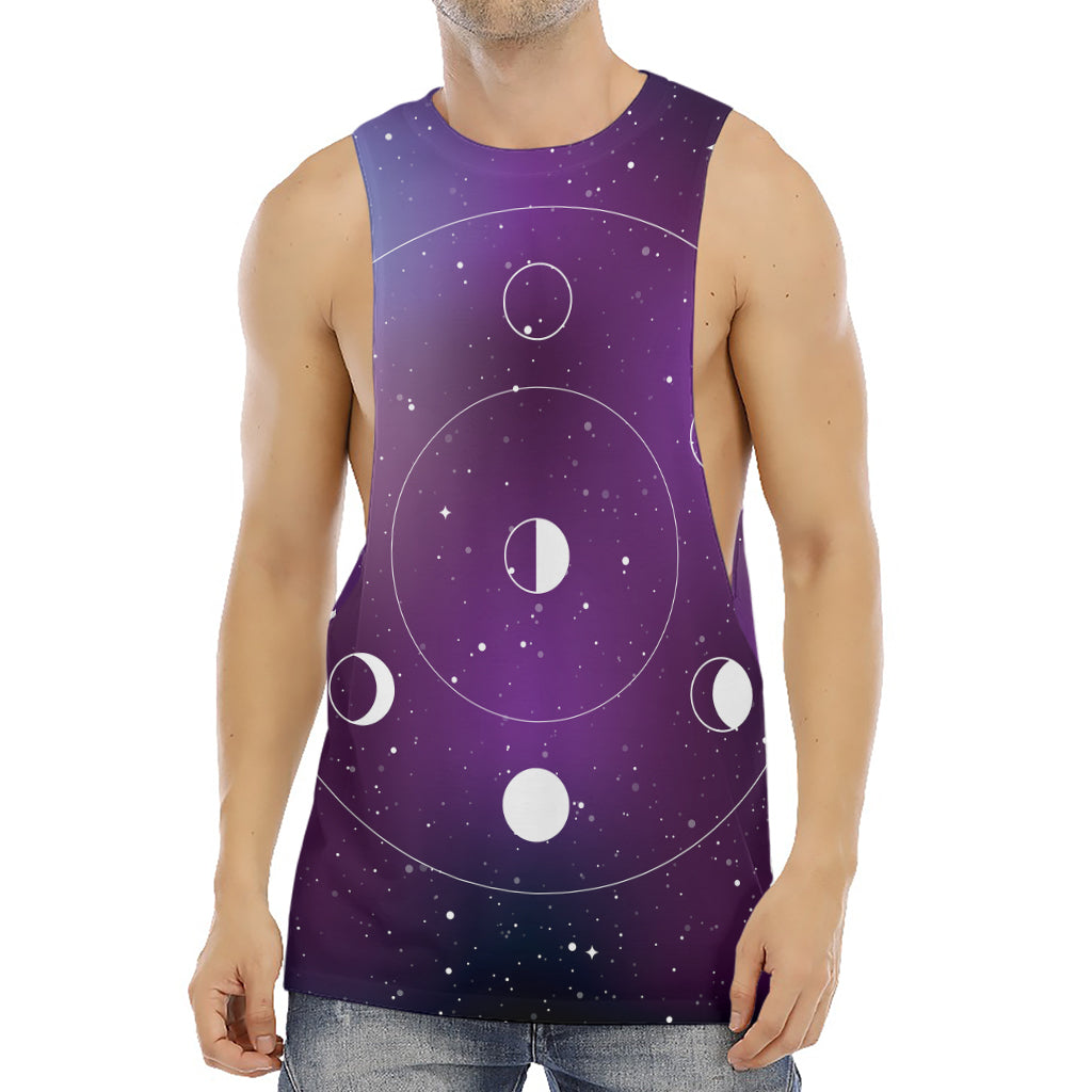 Galaxy Moon Phase Print Men's Muscle Tank Top