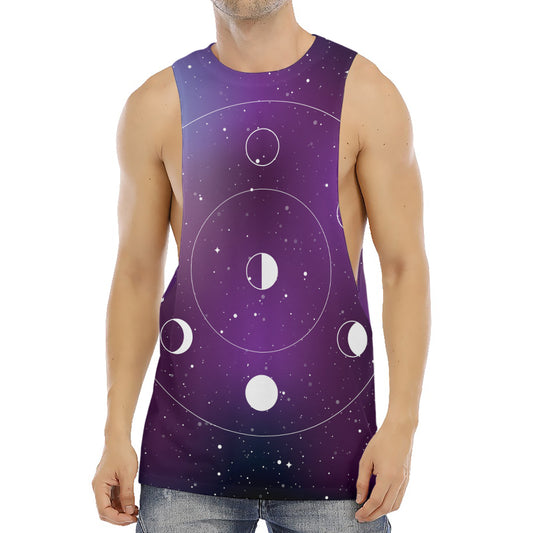 Galaxy Moon Phase Print Men's Muscle Tank Top