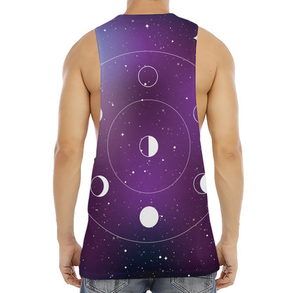 Galaxy Moon Phase Print Men's Muscle Tank Top