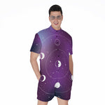 Galaxy Moon Phase Print Men's Rompers