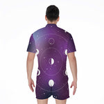 Galaxy Moon Phase Print Men's Rompers