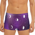 Galaxy Moon Phase Print Men's Short Boxer Briefs
