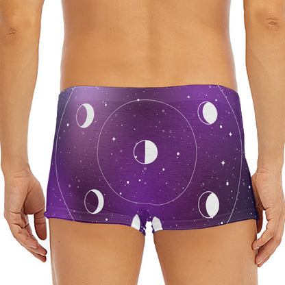 Galaxy Moon Phase Print Men's Short Boxer Briefs