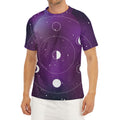 Galaxy Moon Phase Print Men's Short Sleeve Rash Guard