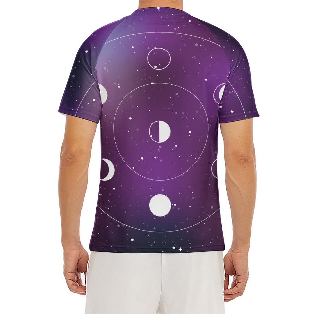 Galaxy Moon Phase Print Men's Short Sleeve Rash Guard