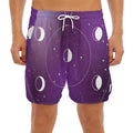 Galaxy Moon Phase Print Men's Split Running Shorts