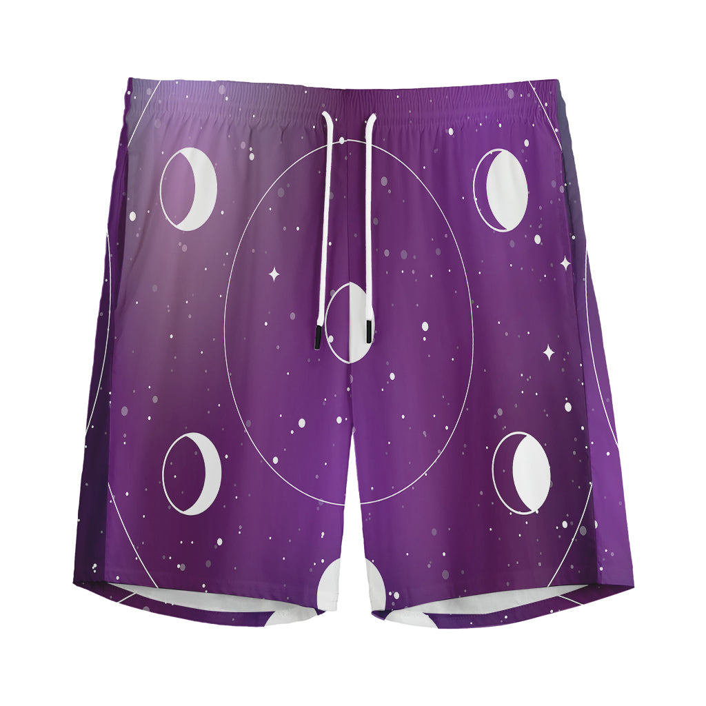 Galaxy Moon Phase Print Men's Sports Shorts