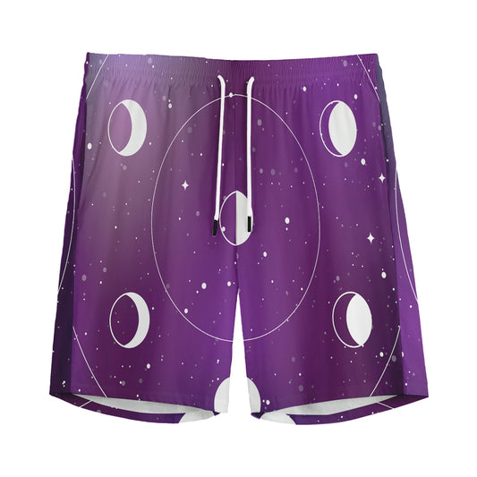 Galaxy Moon Phase Print Men's Sports Shorts