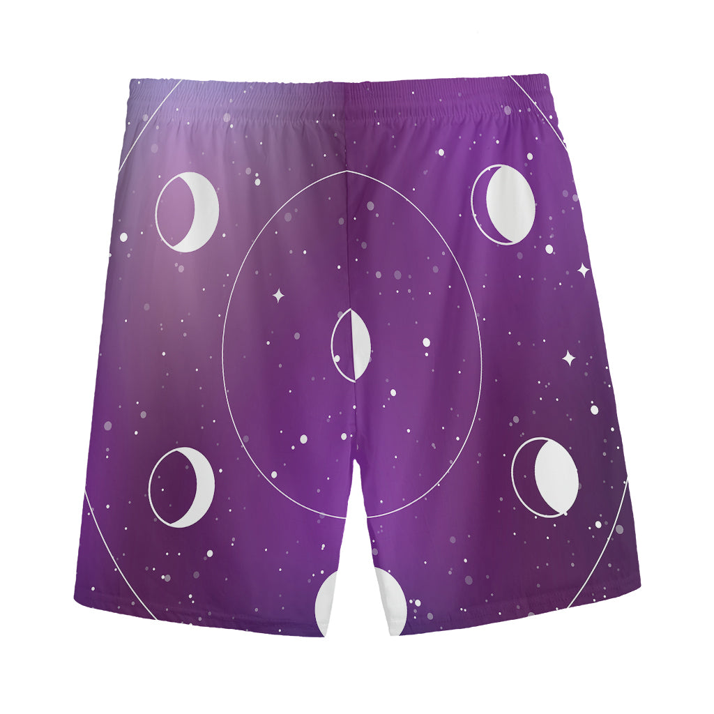 Galaxy Moon Phase Print Men's Sports Shorts