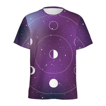 Galaxy Moon Phase Print Men's Sports T-Shirt