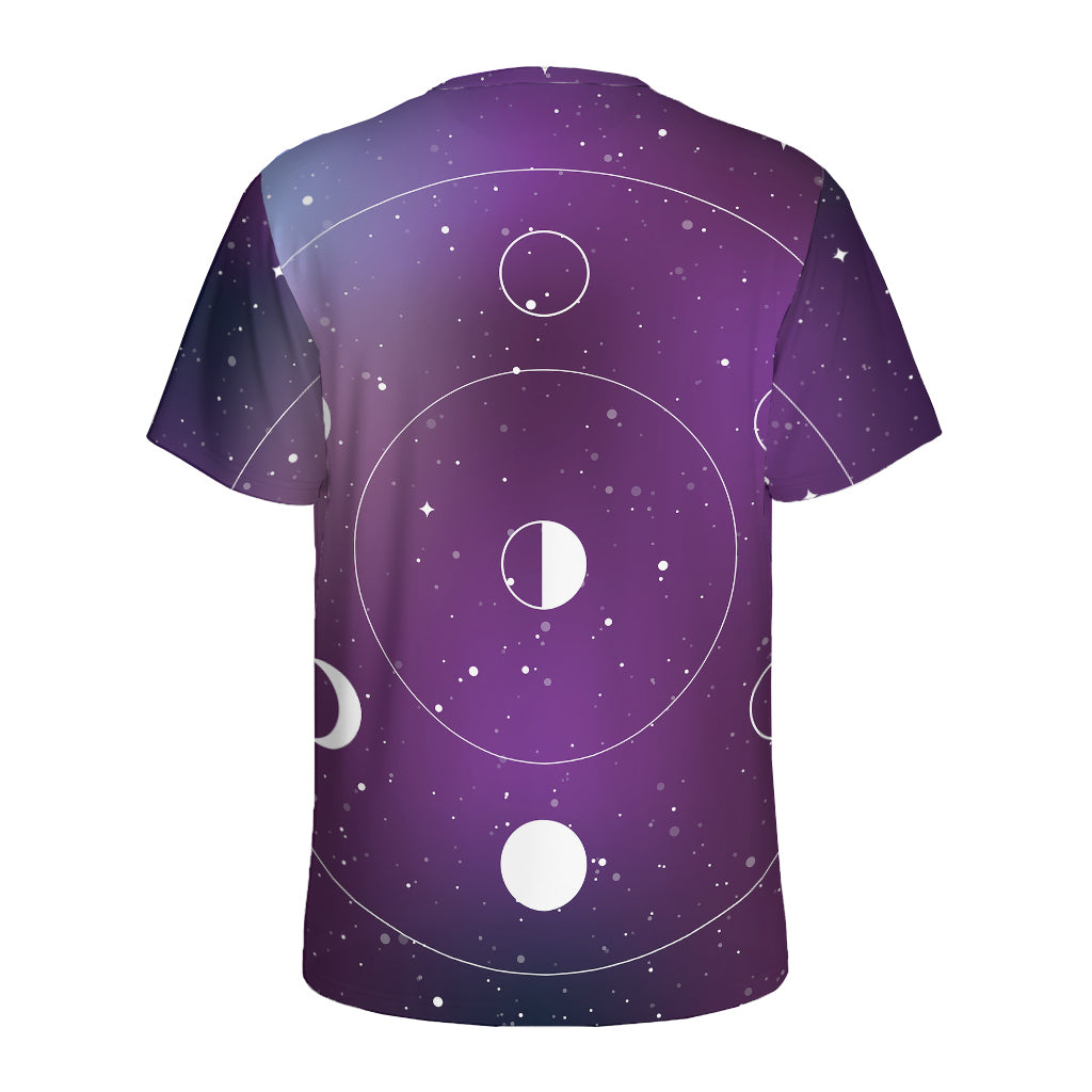 Galaxy Moon Phase Print Men's Sports T-Shirt