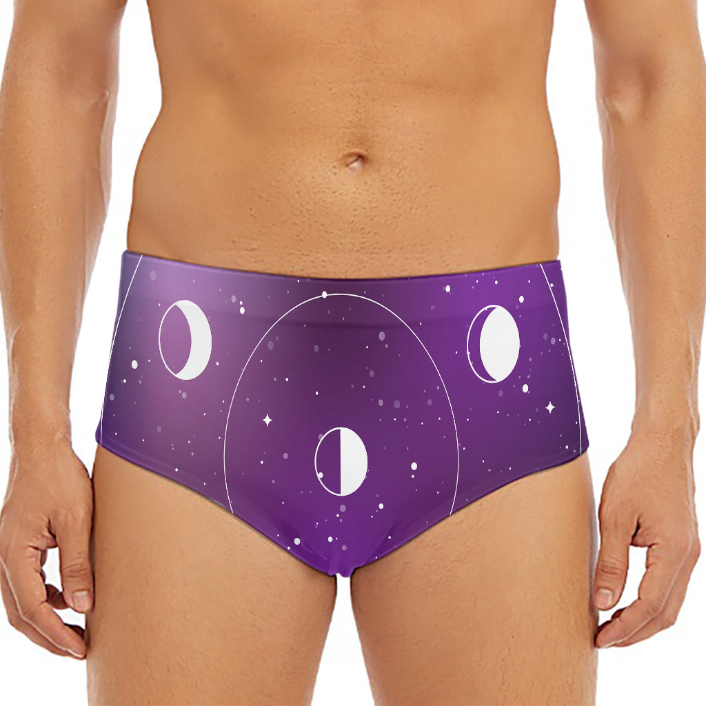 Galaxy Moon Phase Print Men's Triangle Swim Briefs