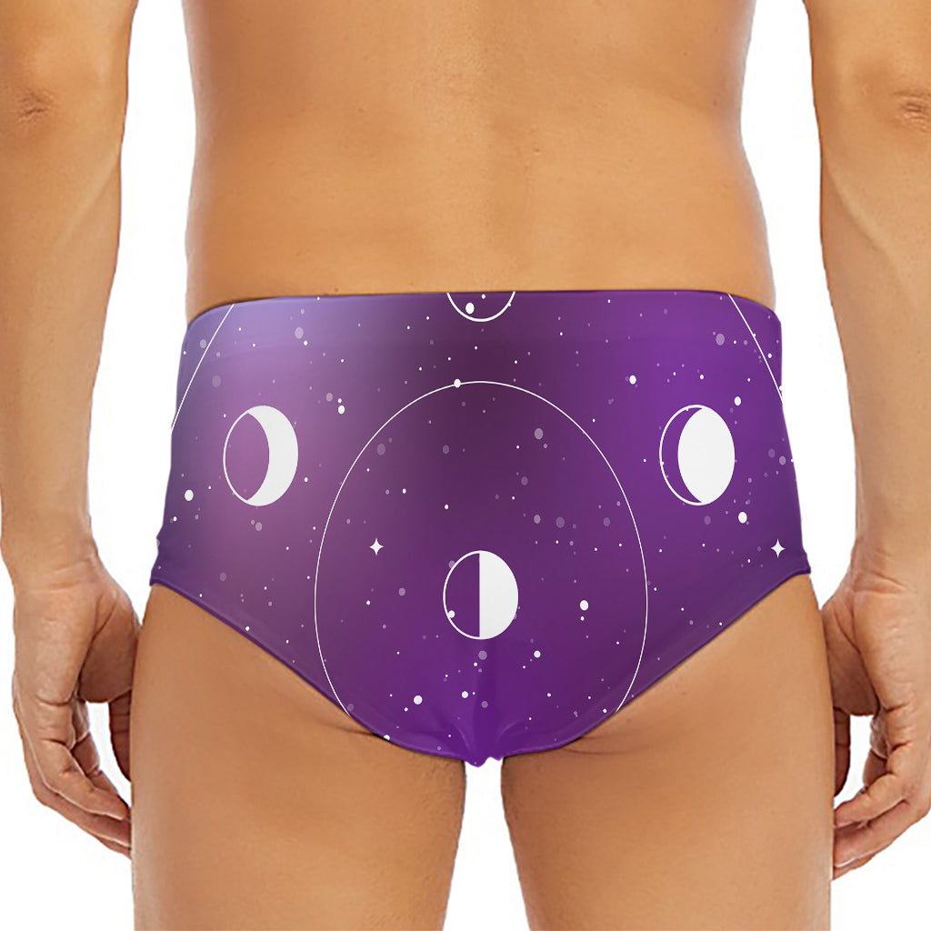 Galaxy Moon Phase Print Men's Triangle Swim Briefs
