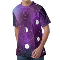 Galaxy Moon Phase Print Men's Velvet T-Shirt