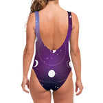 Galaxy Moon Phase Print One Piece Swimsuit