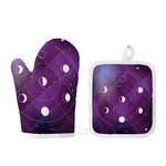Galaxy Moon Phase Print Oven Mitt And Pot Holder Set