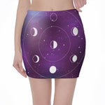 Galaxy Moon Phase Print Pencil Mini Skirt