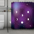 Galaxy Moon Phase Print Polyester Shower Curtain