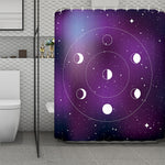 Galaxy Moon Phase Print Polyester Shower Curtain