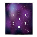 Galaxy Moon Phase Print Polyester Shower Curtain