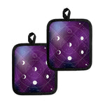 Galaxy Moon Phase Print Pot Holders
