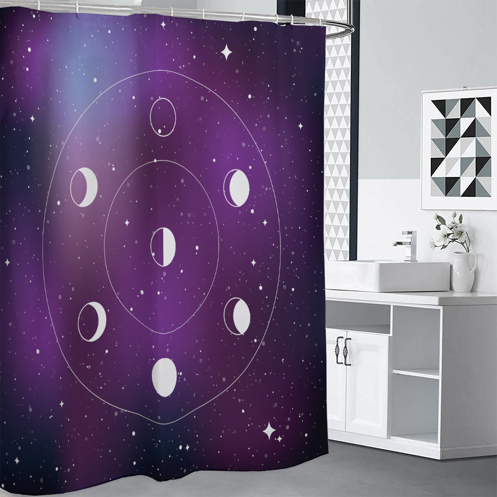 Galaxy Moon Phase Print Premium Shower Curtain