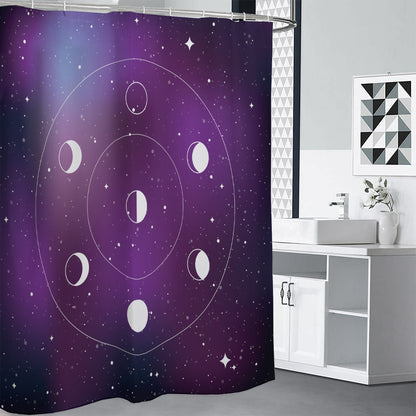 Galaxy Moon Phase Print Premium Shower Curtain