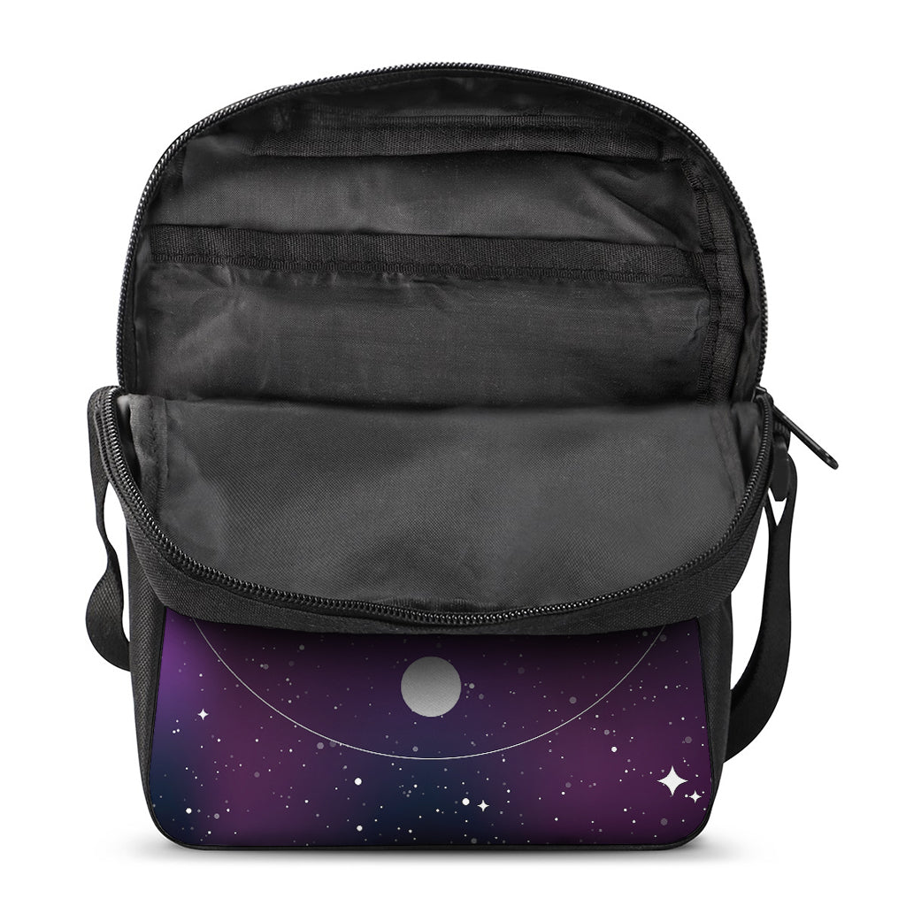 Galaxy Moon Phase Print Rectangular Crossbody Bag
