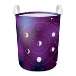 Galaxy Moon Phase Print Round Laundry Basket