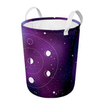 Galaxy Moon Phase Print Round Laundry Basket