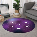 Galaxy Moon Phase Print Round Rug