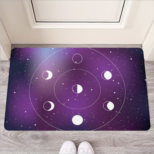 Galaxy Moon Phase Print Rubber Doormat