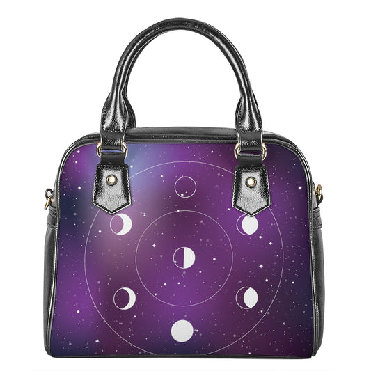 Galaxy Moon Phase Print Shoulder Handbag