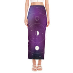 Galaxy Moon Phase Print Side Slit Maxi Skirt