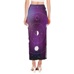 Galaxy Moon Phase Print Side Slit Maxi Skirt