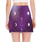 Galaxy Moon Phase Print Side Slit Mini Skirt