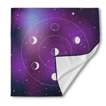 Galaxy Moon Phase Print Silk Bandana