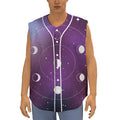 Galaxy Moon Phase Print Sleeveless Baseball Jersey