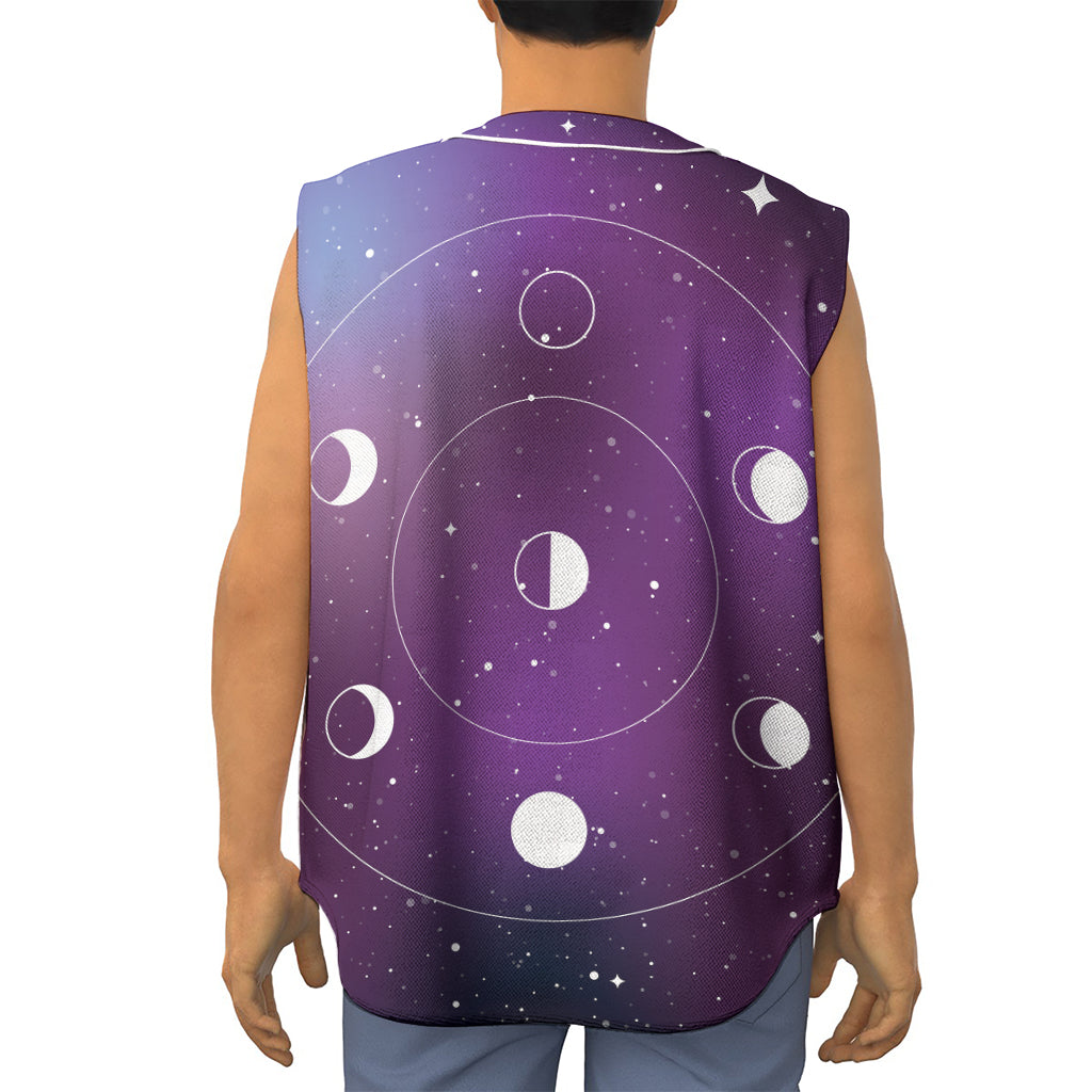 Galaxy Moon Phase Print Sleeveless Baseball Jersey