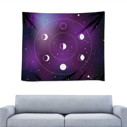 Galaxy Moon Phase Print Tapestry