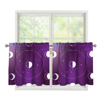 Galaxy Moon Phase Print Tier Curtains