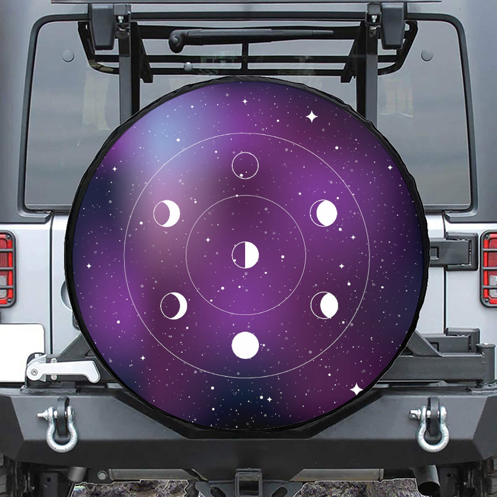 Galaxy Moon Phase Print Tire Cover