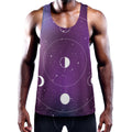 Galaxy Moon Phase Print Men's Workout Tank Top