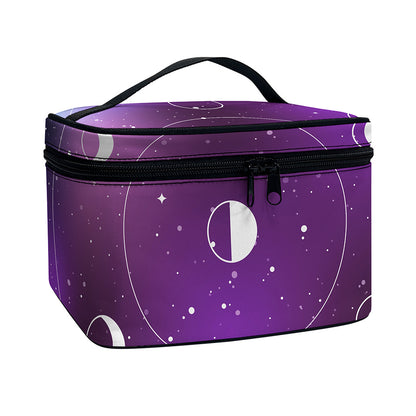 Galaxy Moon Phase Print Travel Makeup Bag