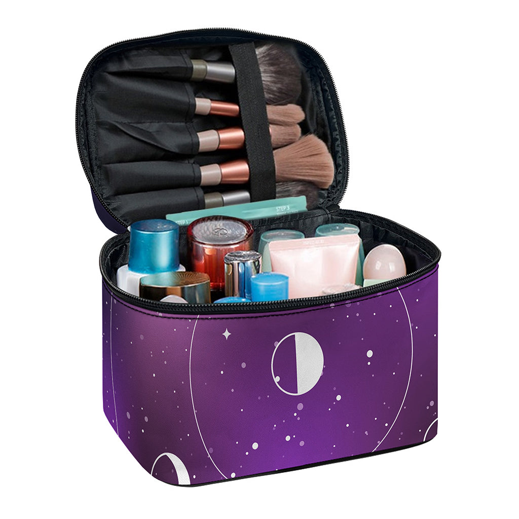 Galaxy Moon Phase Print Travel Makeup Bag