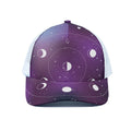 Galaxy Moon Phase Print White Mesh Trucker Hat