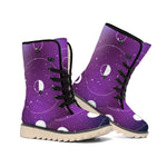 Galaxy Moon Phase Print Winter Boots